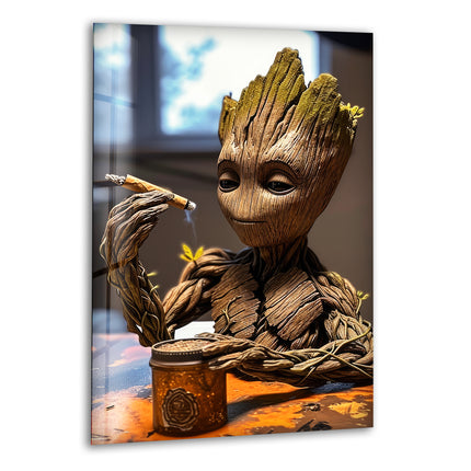 Young Cool Groot Glass Wall Art