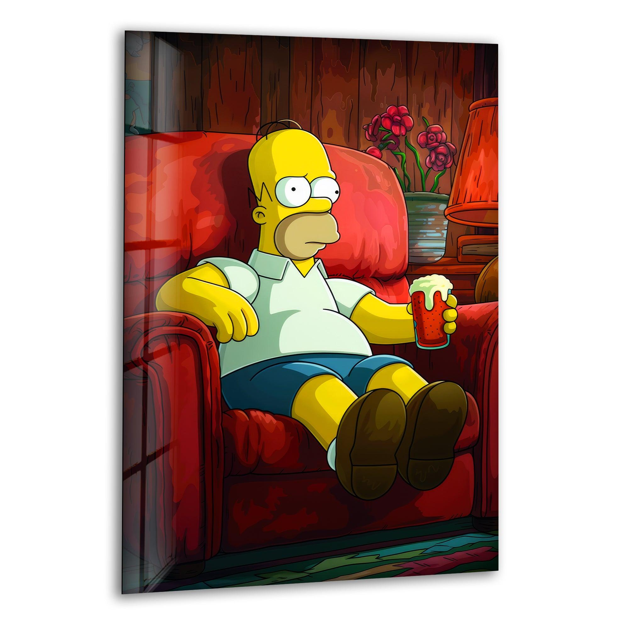 Homer Simpson Glass Wall Art photo print on glass, prints on glass wall art
