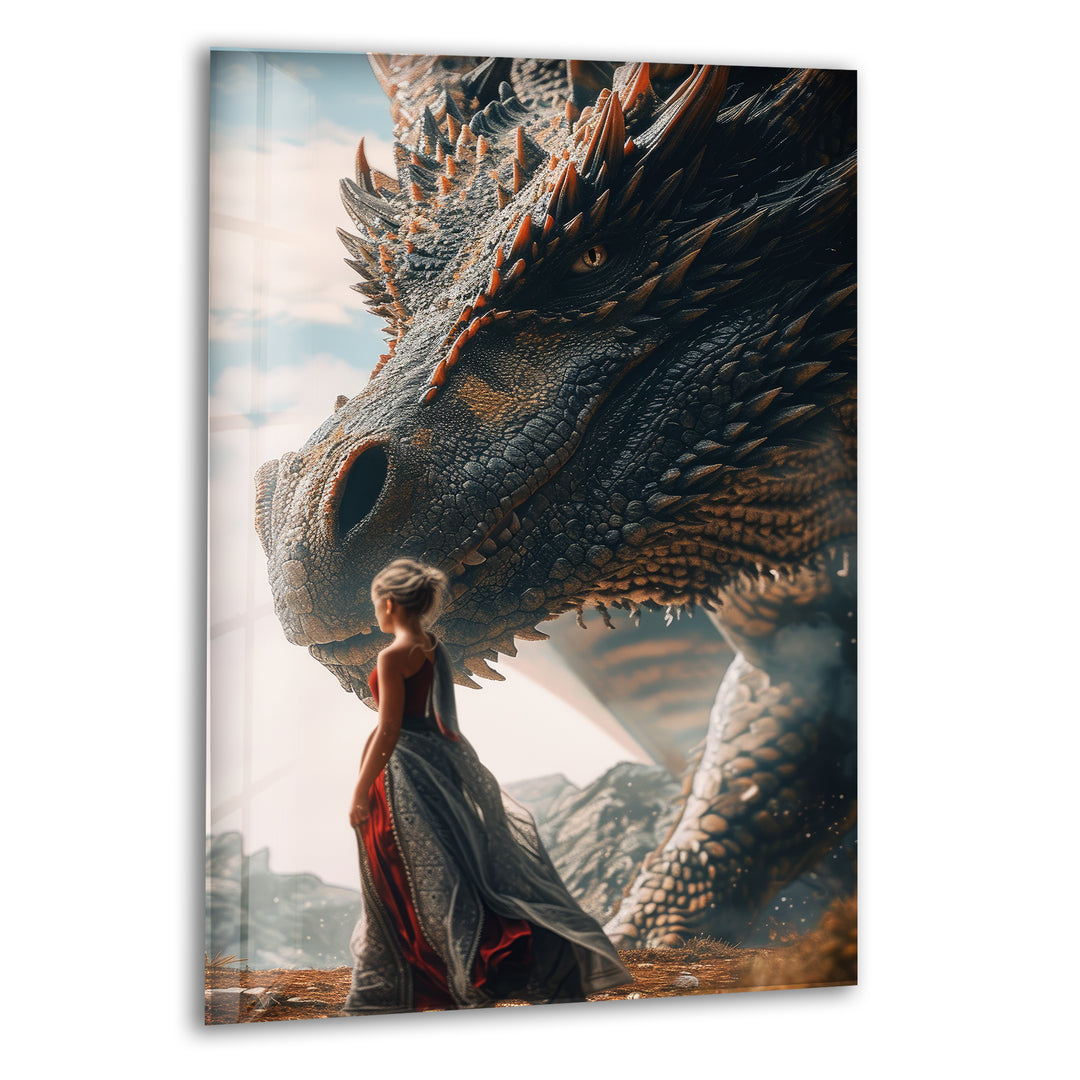 Daenerys Targaryen & Dragon Glass Wall Art glass art painting, glass art for the Wall
