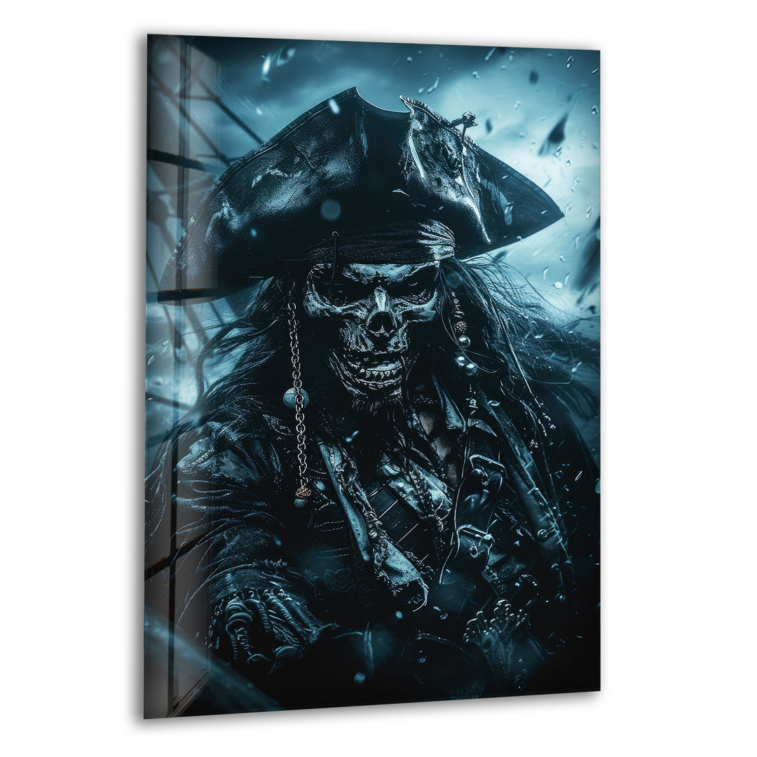 Skeleton Captain Jack Sparrow Glass Wall Art, print on glass, glass printed photos