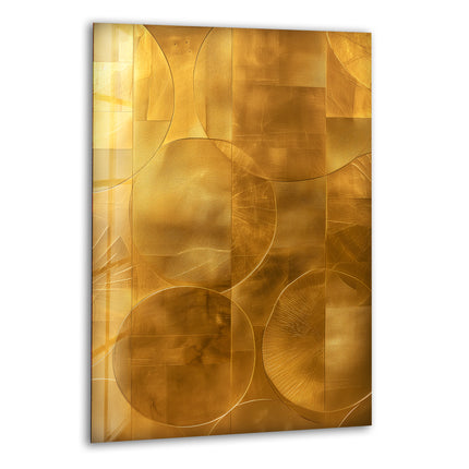 Abstract Gold Geometric Tempered Glass Wall Art