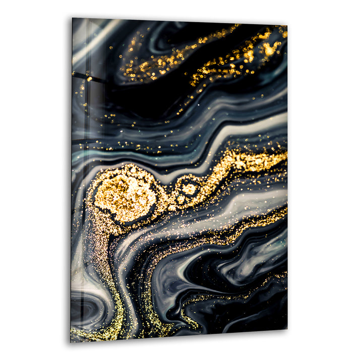 Black Gold Marble Abstract Glass Wall Art glass image printing, glass prints from photos