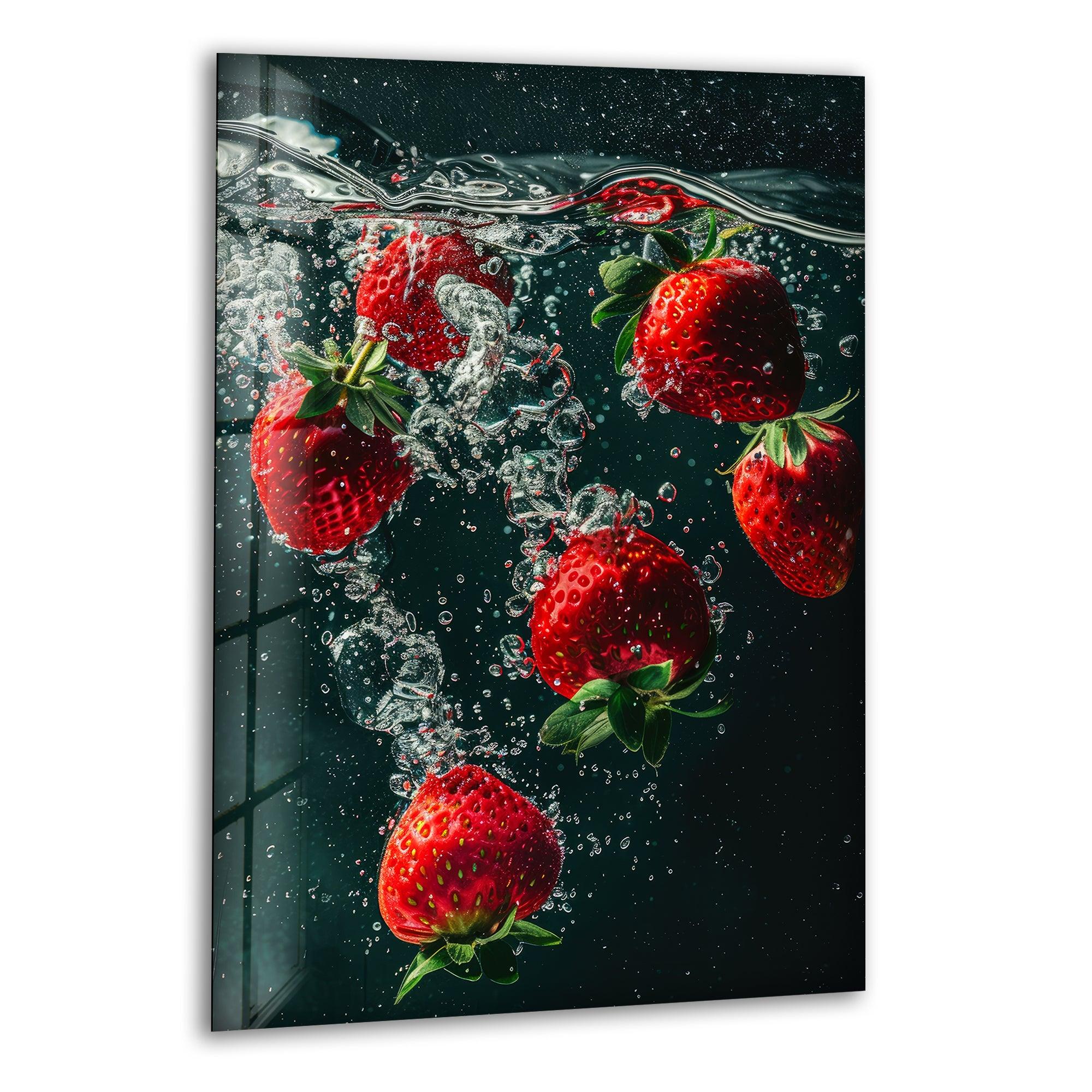 Strawberries Glass Wall Art, print picture on glass,Tempered Glass Wall Art