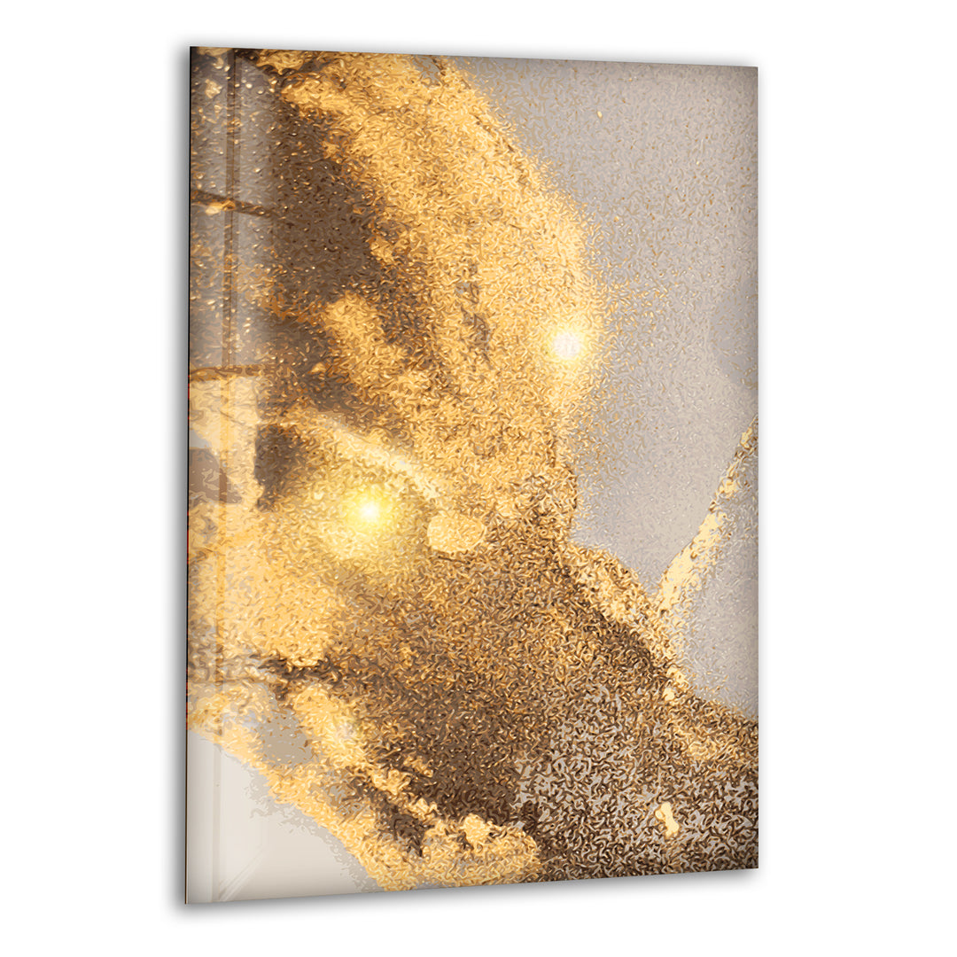 Shiny Gold Alcohol ink Glass Picture Prints 