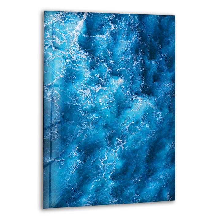 Blue Ocean Waves Glass Wall Art, print on glass, glass printed photos