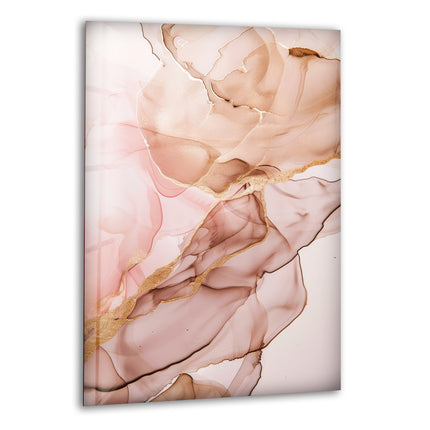 Abstract Rose Gold Alcohol ink Glass Wall Art