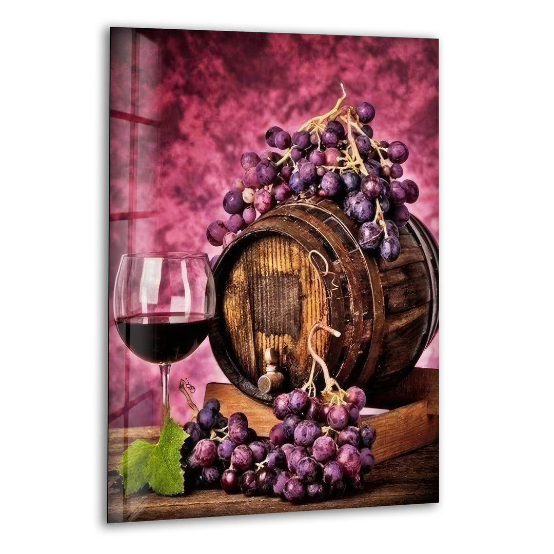 Wine Barrell Glass Wall Art, print picture on glass, Tempered Glass Wall Art