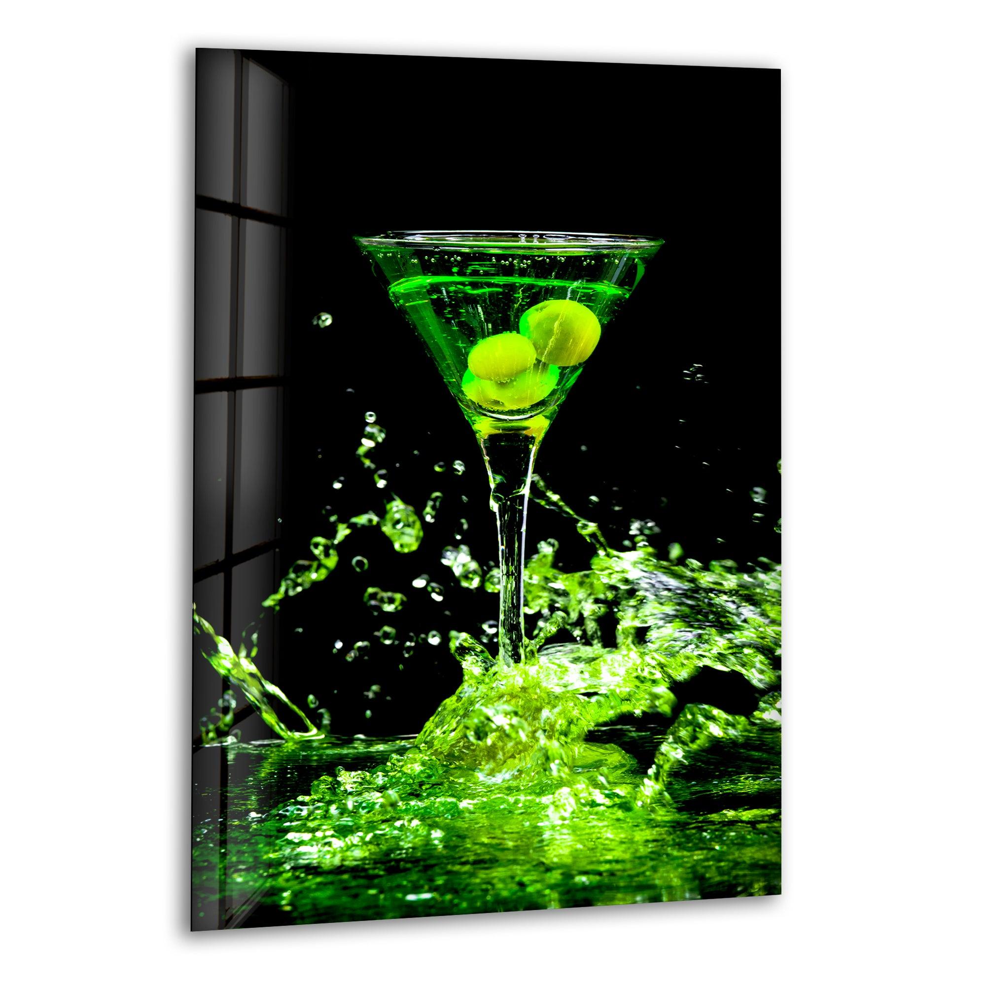 Martini With Olives Glass Wall Art, print picture on glass, Tempered Glass Wall Art