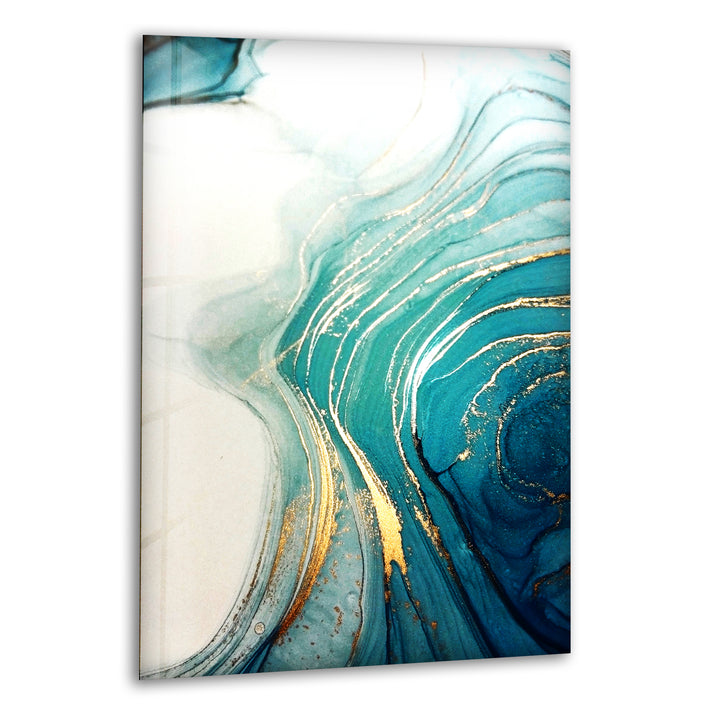 White Gold Marble Abstract Glass Wall Art print picture on glass, Tempered Glass Wall Art