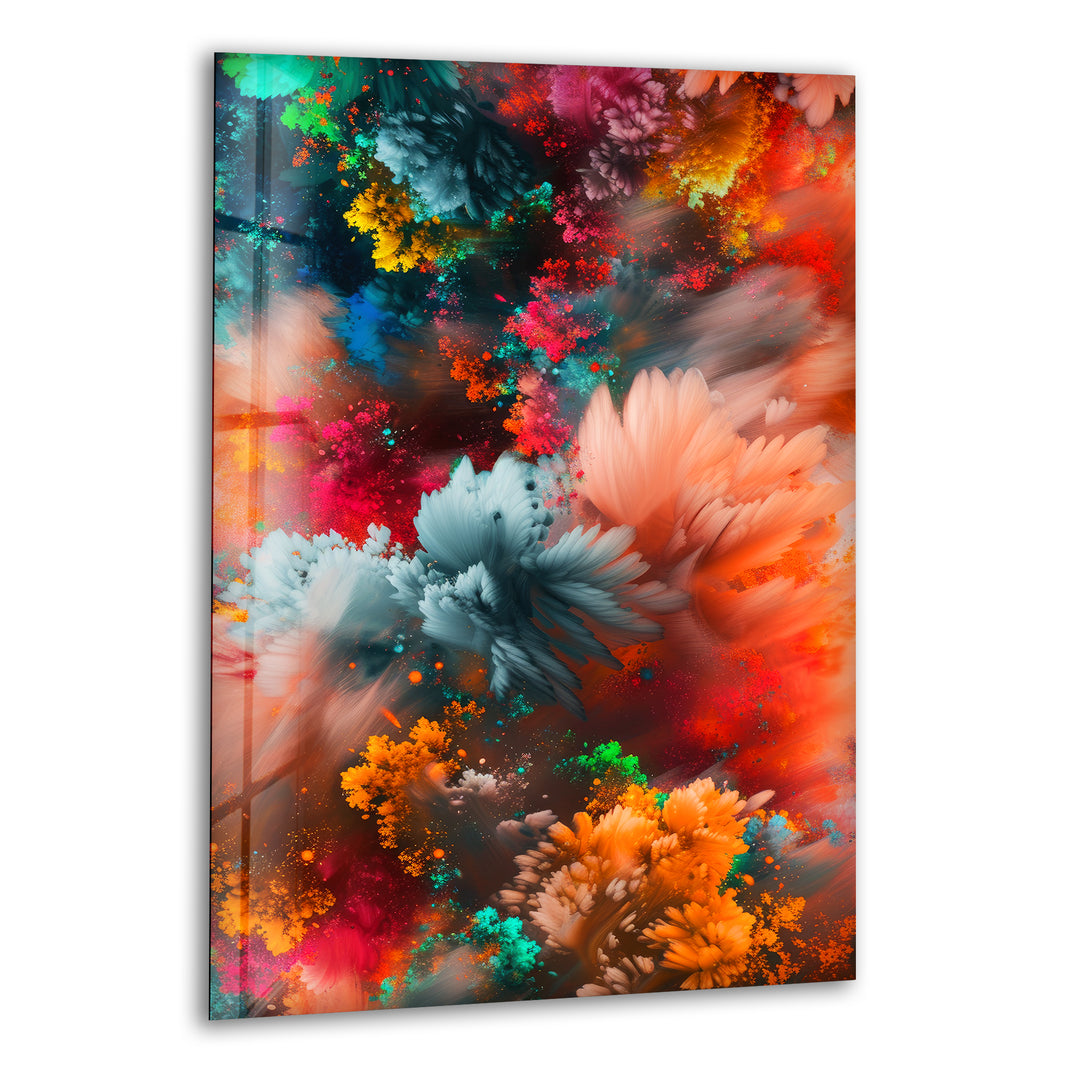 Abstract Explosions of Colors Glass Art Painting