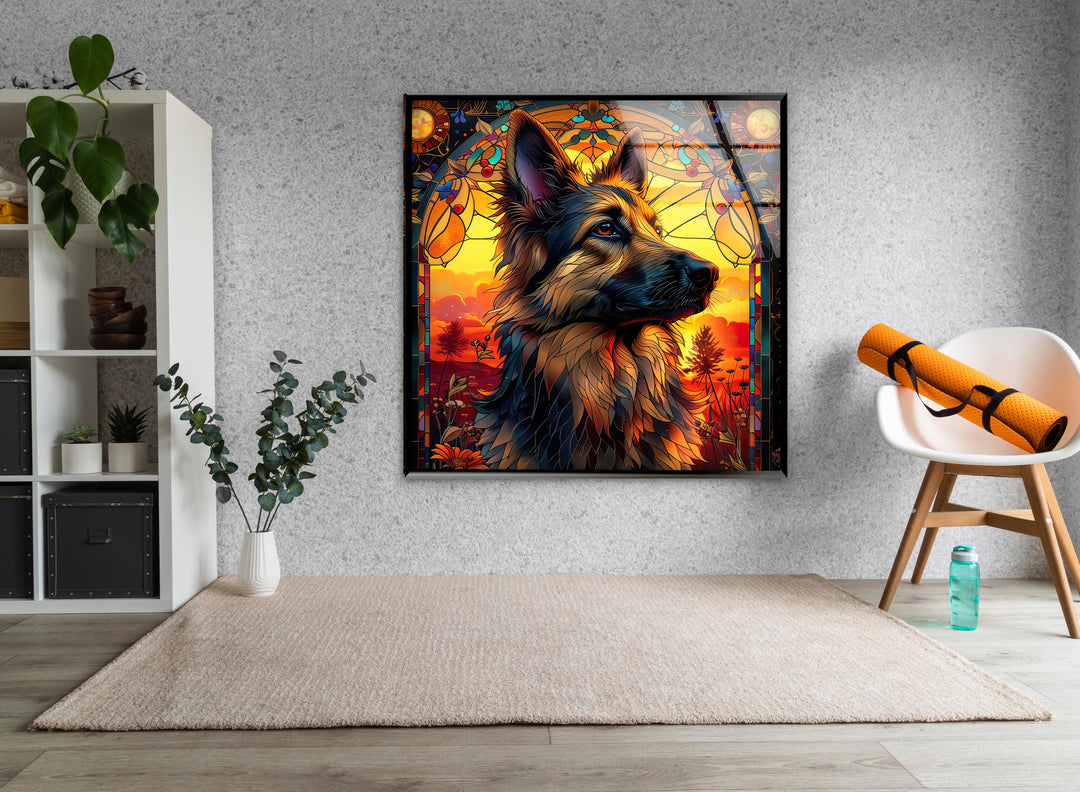 Dog Whole Body Field Glass Wall Art custom glass photo prints, large glass prints
