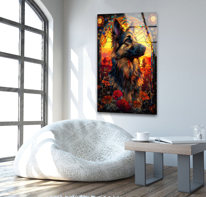 Dog Whole Body Field Glass Wall Art glass art painting, glass art for the Wall
