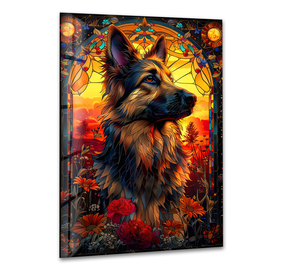 Dog Whole Body Field Glass Wall Art custom glass pictures, glass art prints
