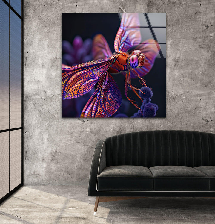 Pink Dragonfly Glass Wall Art glass pictures for Wall, glass prints wall art
