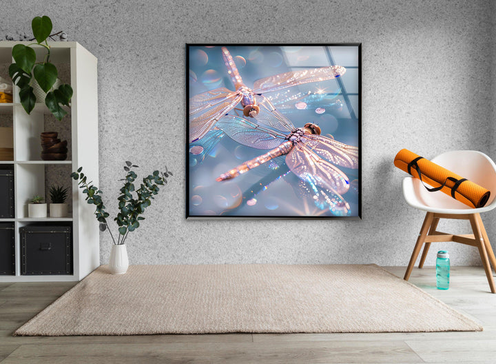 Shiny Pink Dragonflys Glass Wall Art art glass wall art, glass wall art pictures
