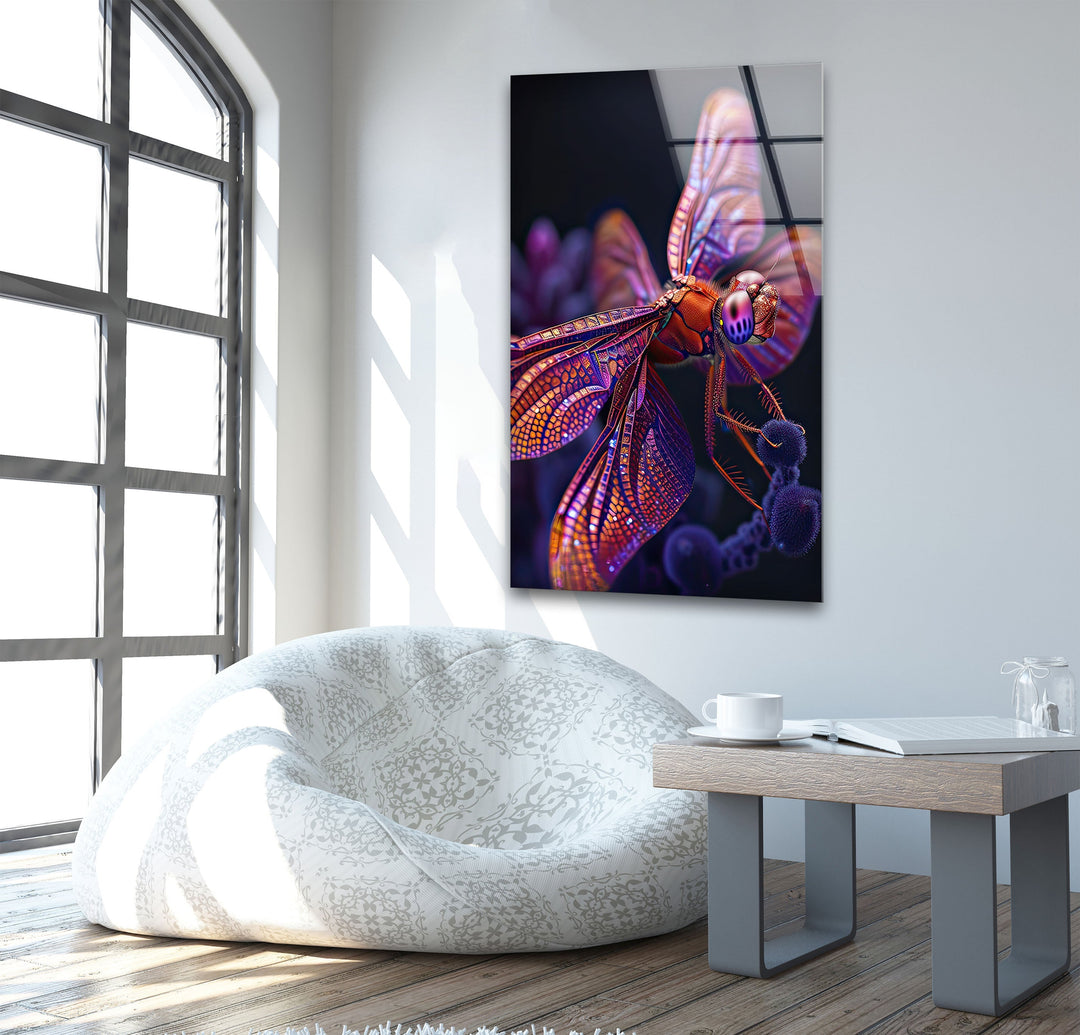 Pink Dragonfly Glass Wall Art glass photo prints, glass picture prints
