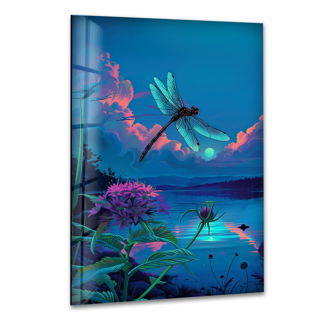 Blue Dragonfly Glass Wall Art glass image printing, glass prints from photos
