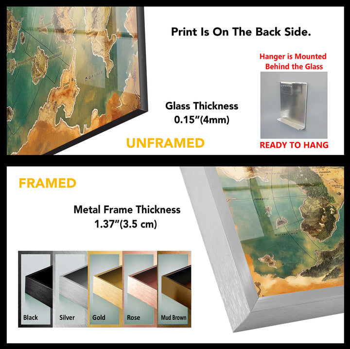 Dungeon and Dragons World Maps Tempered Glass Wall Art - MyPhotoStation