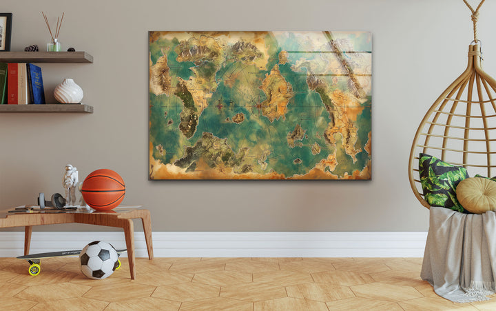 Dungeon and Dragons World Maps Tempered Glass Wall Art - MyPhotoStation