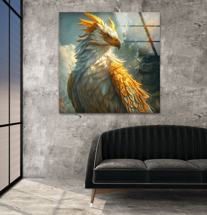 Golden Eagle Glass Wall Art picture on glass wall art, photos printed on glass