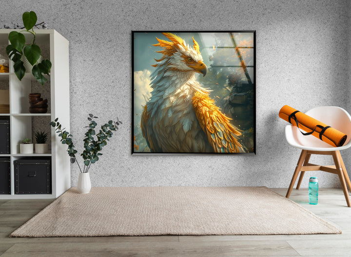 Golden Eagle Glass Wall Art print on glass, glass printed photos