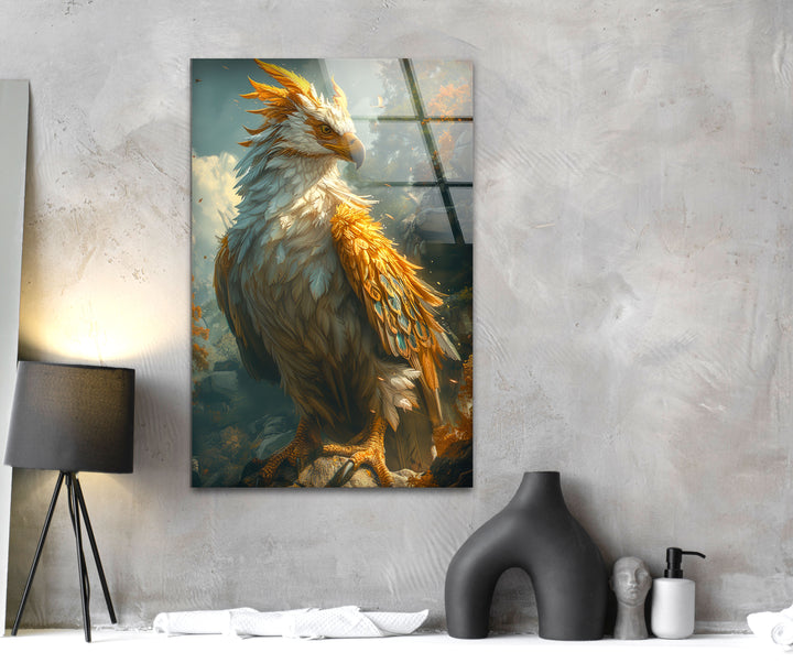 Golden Eagle Glass Wall Art glass art painting, glass art for the Wall