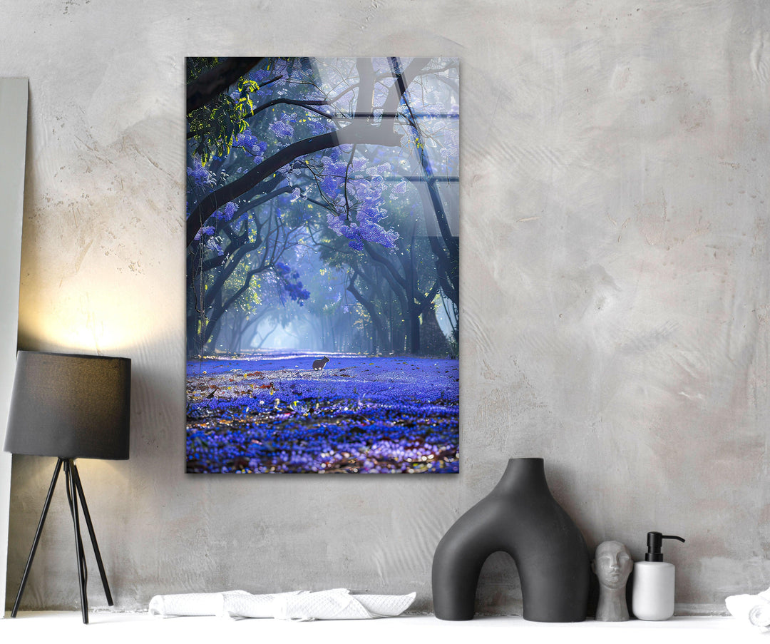 Early Morning Blue Glass Wall Art photo print on glass, prints on glass wall art
