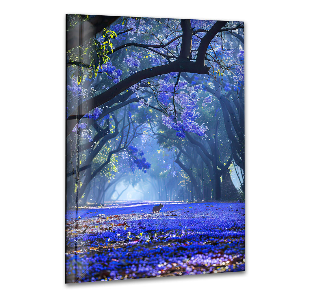 Early Morning Blue Glass Wall Art glass art painting, glass art for the Wall
