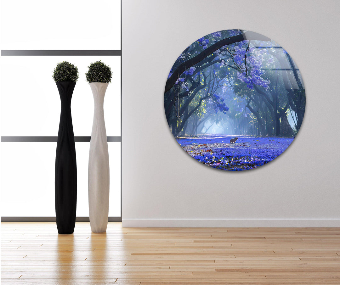 Early Morning Blue Glass Wall Art picture on glass wall art, photos printed on glass
