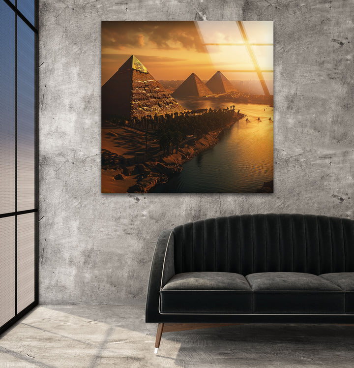 Egyptian Pyramids Glass Wall Art Glass Printing Wall Art, Print photos on glass
