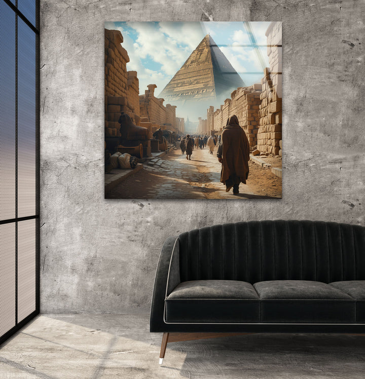 Egypt's Pyramids of Giza Glass Wall Art, glass image printing, glass prints from photos