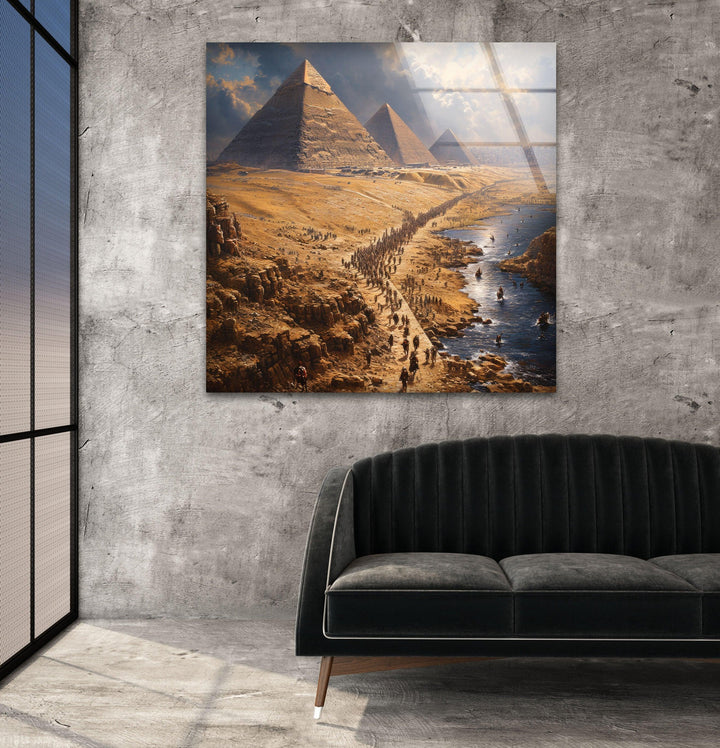 The Ancient Egyptian Pyramids Glass Wall Art, custom glass pictures, glass art prints