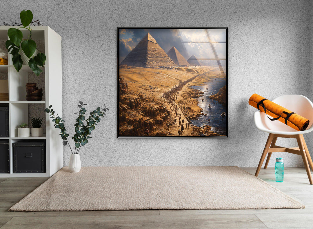 The Ancient Egyptian Pyramids Glass Wall Art, photo print on glass, prints on glass wall art