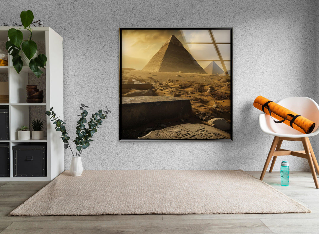 Egyptian Pyramids Glass Wall Art, glass pictures for Wall, glass prints wall art