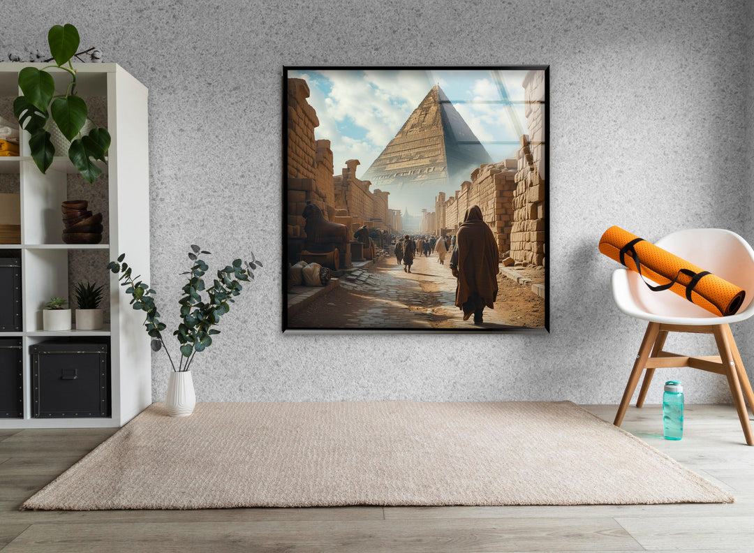 Egypt's Pyramids of Giza Glass Wall Art, glass pictures for Wall, glass prints wall art