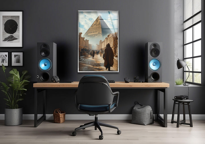 Egypt's Pyramids of Giza Glass Wall Art, photo print on glass, prints on glass wall art