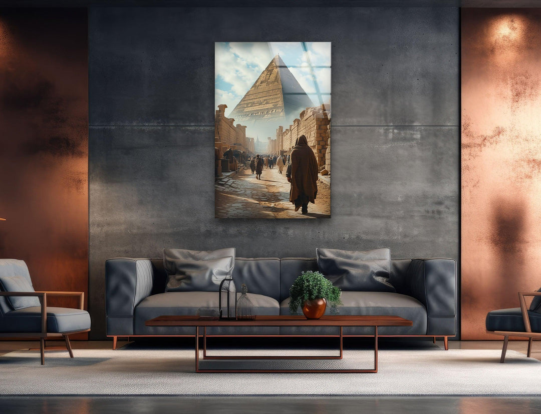 Egypt's Pyramids of Giza Glass Wall Art, large glass photo prints, glass wall photos