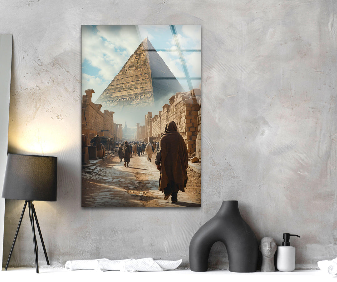 Egypt's Pyramids of Giza Glass Wall Art, custom glass photo prints, large glass prints