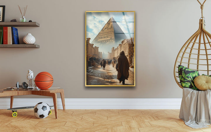 Egypt's Pyramids of Giza Glass Wall Art, picture on glass wall art, photos printed on glass