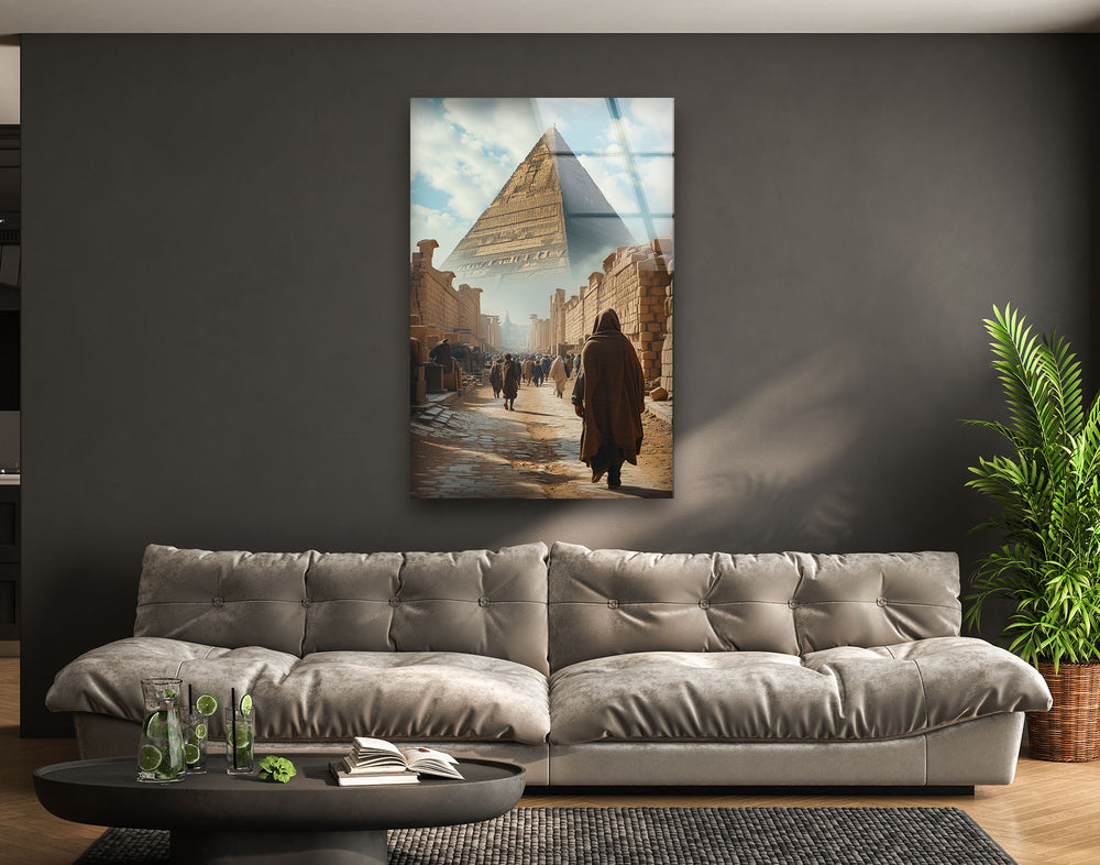 Egypt's Pyramids of Giza Glass Wall Art, art glass wall art, glass wall art pictures