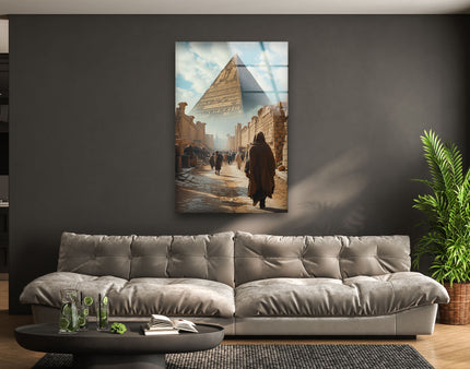 Egypt's Pyramids of Giza Glass Wall Art