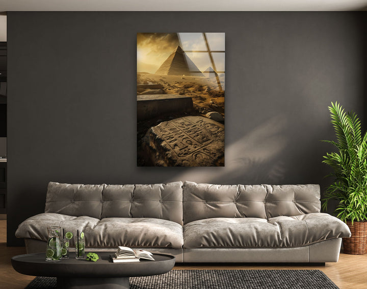 Egyptian Pyramids Glass Wall Art, print picture on glass, Tempered Glass Wall Art