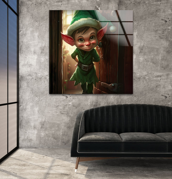 Noel Elf Home Glass Art