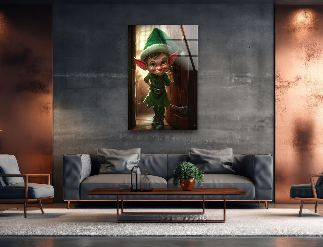 Noel Elf Home Glass Picture Prints Collection