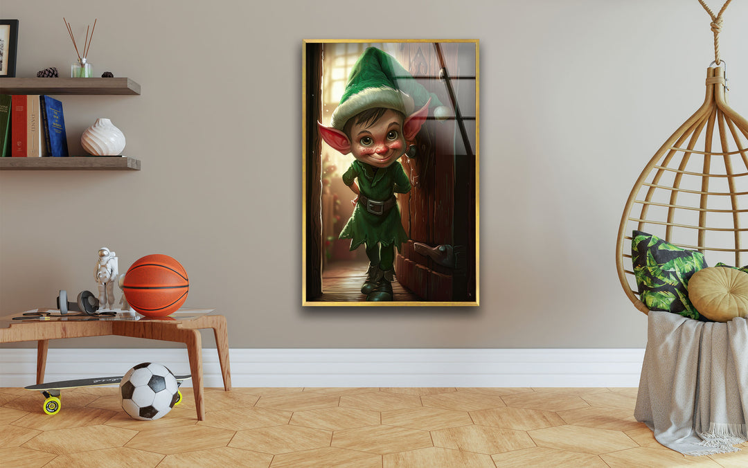 Noel Elf Home Glass Art Paintings