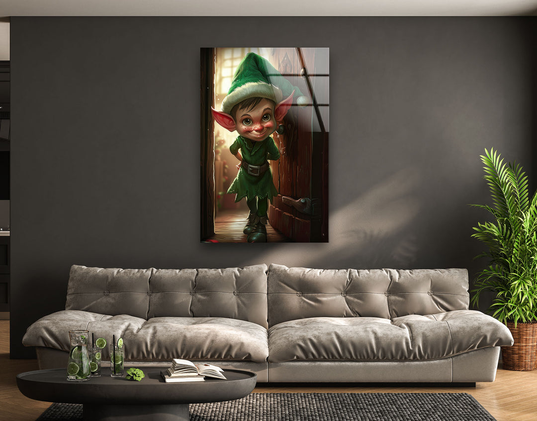 Noel Elf Home Glass Wall Art Decor Ideas