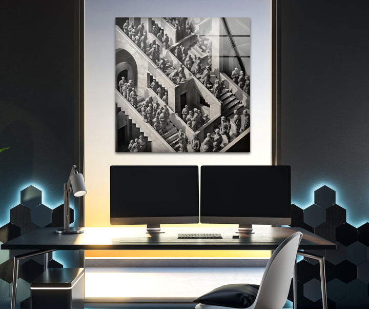 Escher Peoples Glass Wall Art glass photo prints, glass picture prints
