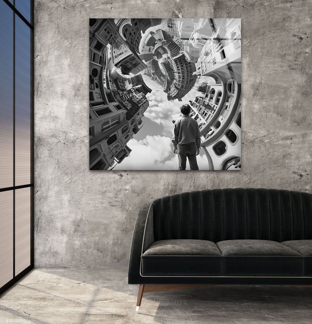 Escher Futuristic Glass Wall Art picture on glass wall art, photos printed on glass
