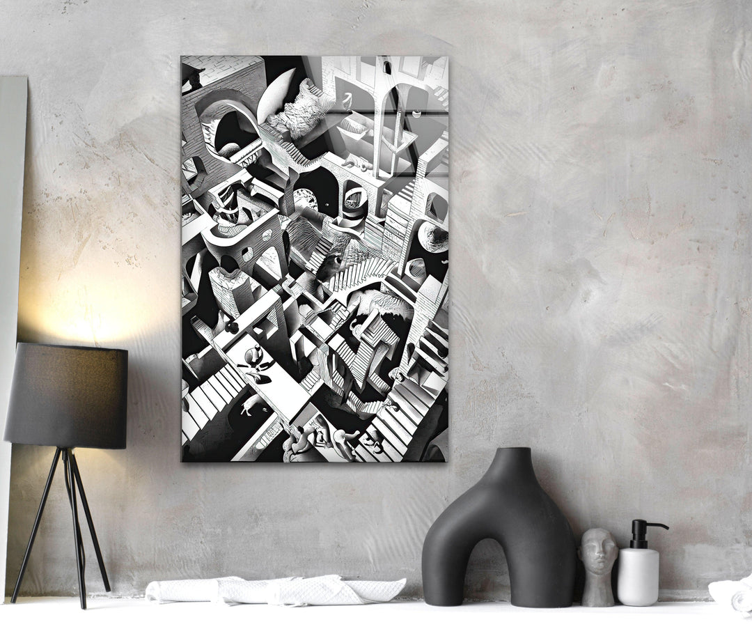 Escher Glass Wall Art photo print on glass, prints on glass wall art
