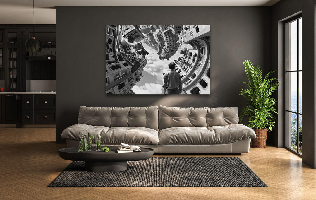 Escher Futuristic Glass Wall Art custom glass photo prints, large glass prints
